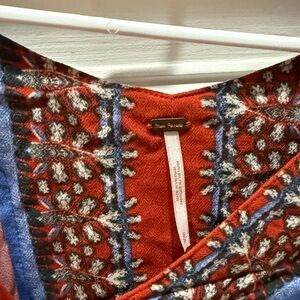 Free People Red and Blue Patterned Top